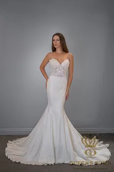 

Latest Mermaid spaghetti straps V-Neck luxury Wedding Dresses