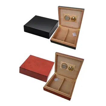 

Cedar Wood Cigar Humidor Box Portable Cigar Case Humidifier Hygrometer