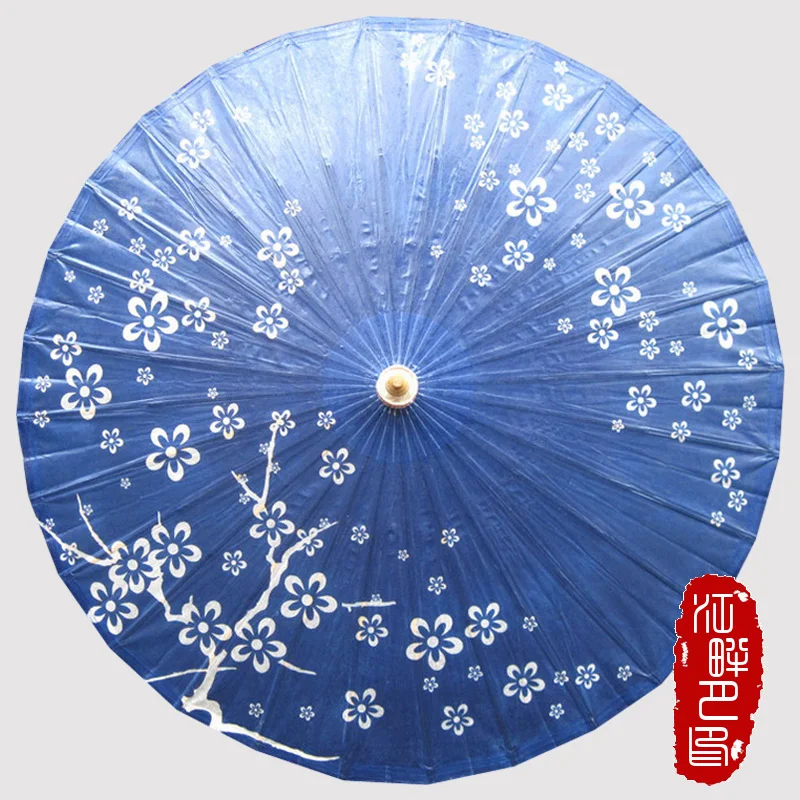 

JIANGPANYUE Blue Bottom Plum Blossom Oil Paper Umbrella Handmade Parasol Decoration Gift Dance Umbrella