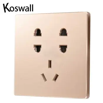 

AU power plug pop socket 10A wall four three uk socket champagne gold large panel seven holes socket