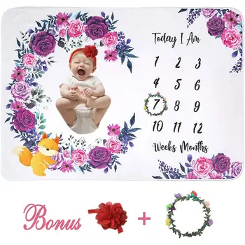 

Newborn Children Milestone Flannel Blanket Children Photography Photo Blanket Newborns Personalized Photography Blanket