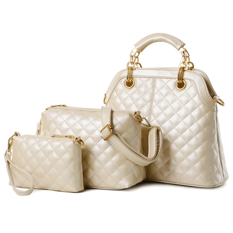 

2016 New Style Europe And America Fashion Casual Trendy Bag Three-piece Set Different Size Bags Rhombus Shoulder Oblique Handbag