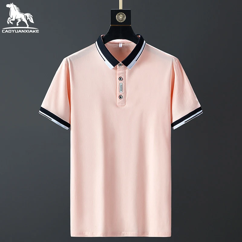 

polo shirt men summer new high quality mens Short sleeve Solid color lapel Breathable youth Business casual polo shirt M-4XL117