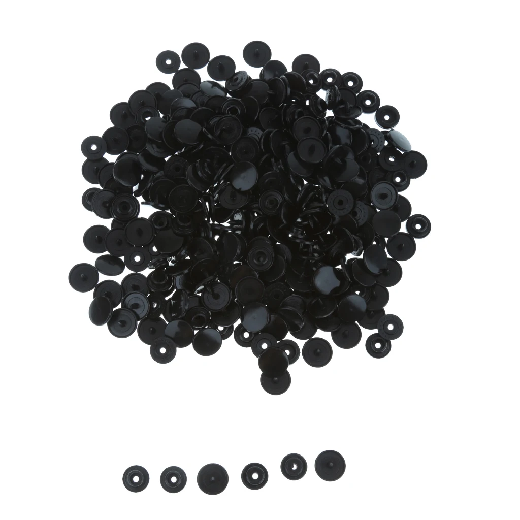 Set of 100 T3 Resin Snap Buttons Dummy Clips Press Studs For Sewing 10.7MM Black
