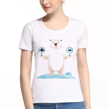 

New Polar Bear Pun Funny Physics Women T Shirt Summer Cool Kawaii Dear Tops Causal Short Sleeve Printing Tops Tee L7-A-3