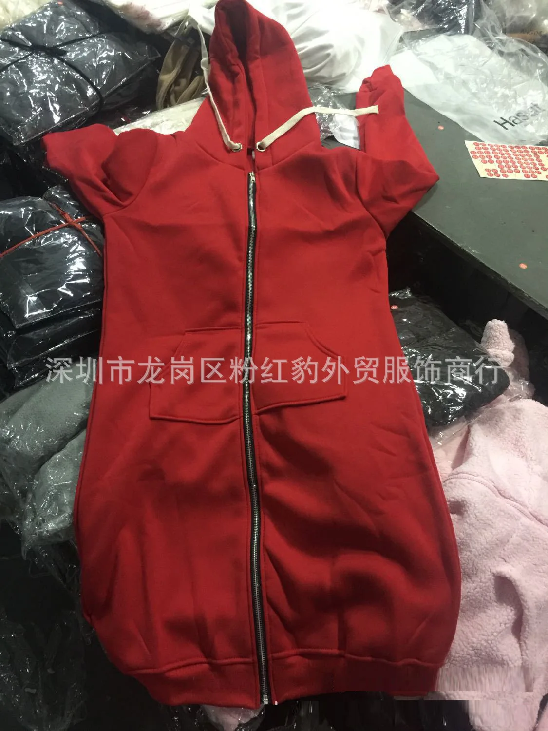 Bright red Осенняя и зимняя одежда средней длины на молнии с капюшоном в европейском и американском стиле; модная простая атмосферная толстовка с капюшоном; женская одежда - Цвет: Bright red