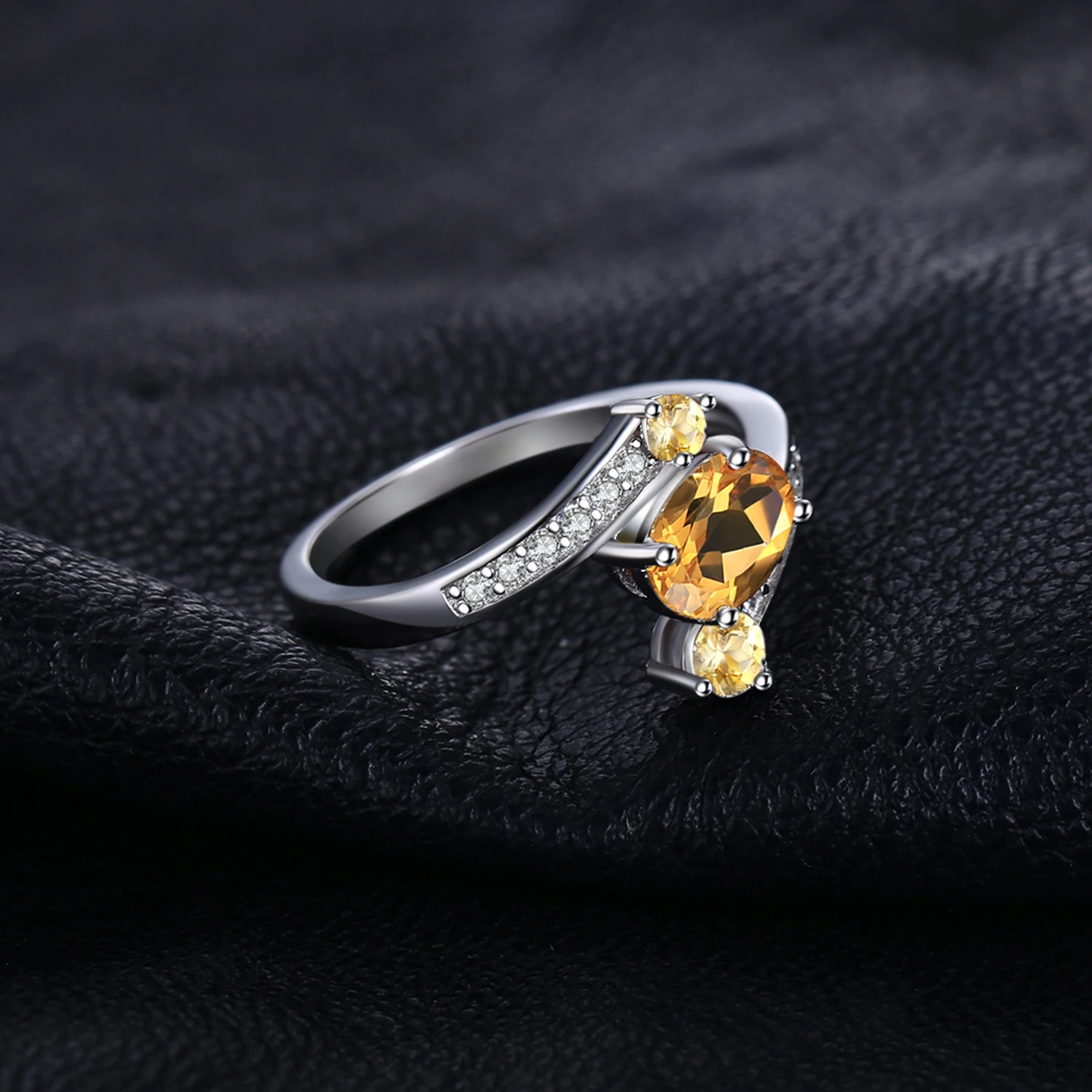 Jewelrypalace стерлингового серебра 925 0.9ct натуральный цитрин 3 камня Юбилей кольцо изящных ювелирных изделий для Для женщин заявление кольцо бренд
