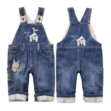 Mudkingdom/джинсовые комбинезоны для маленьких мальчиков и девочек, синие штаны с аппликацией и пуговицами