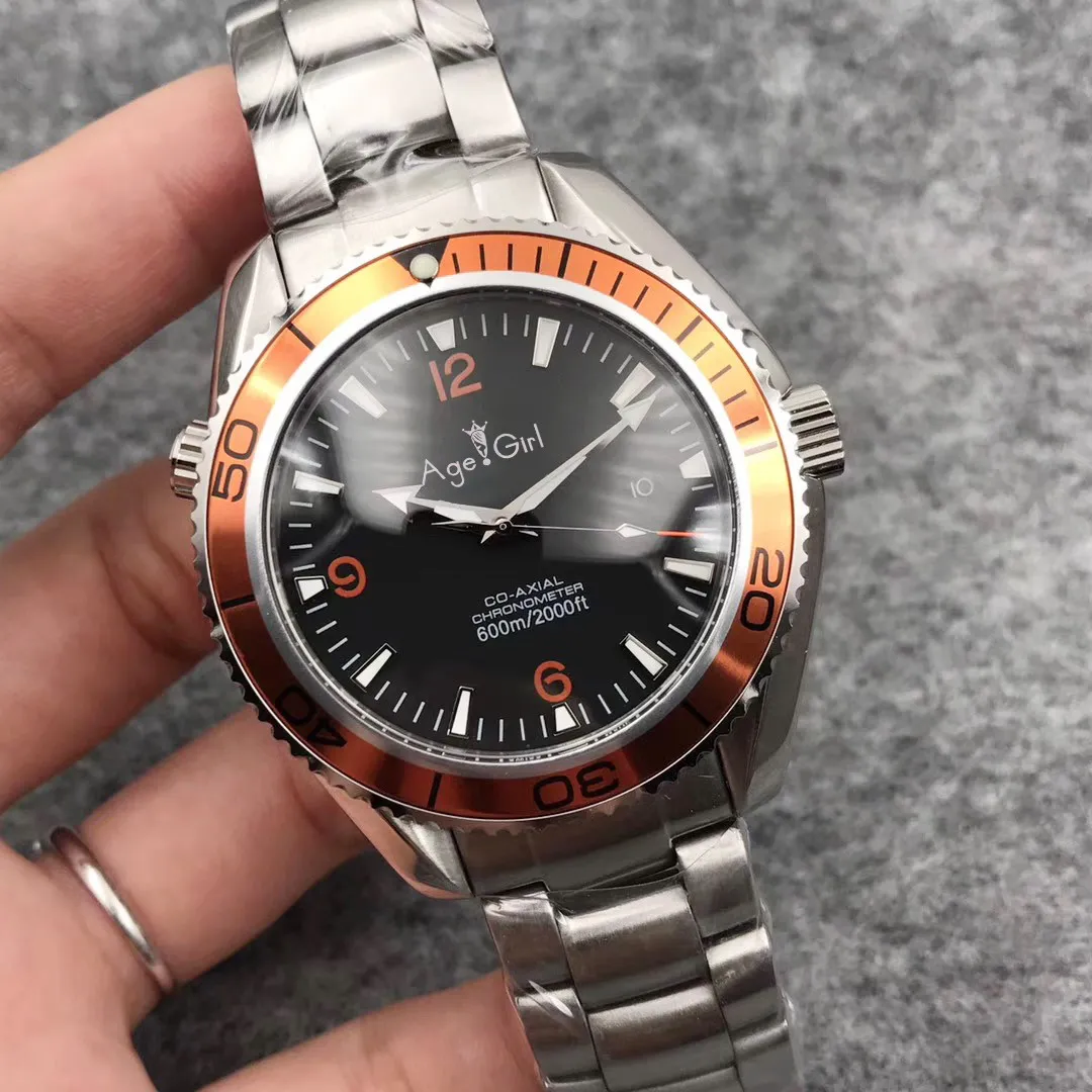 

Famous Brand New Men Automatic Mechanical Silver Black James Bond 007 Orange Ceramic Crystal Sapphire Limited Sport Watches AAA+