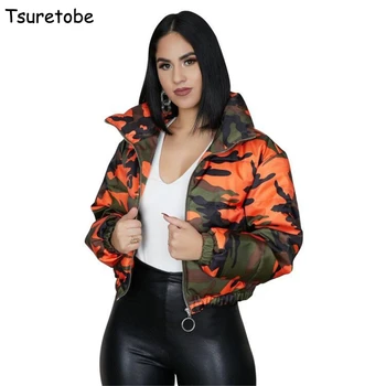 

Tsuretobe Camouflage Winter Jacket Women Warm Puffer Jacket Fashion Bubble Coat Casual Winter Coat Zipper Parkas Outerwear Femal