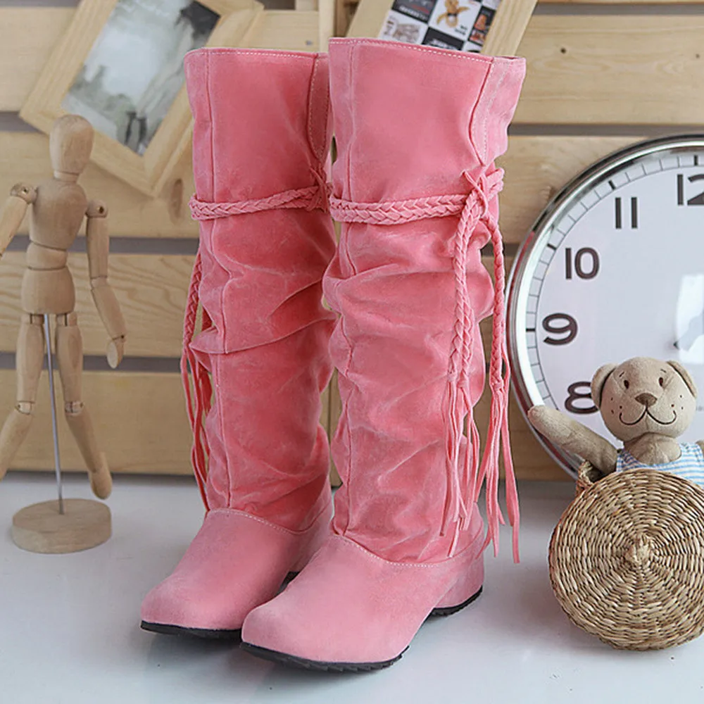 Women Boots Autumn Winter Ladies Fashion Flat Boots Shoes Women Heighten Platforms Thigh High Boot Motorcycle Shoes#830