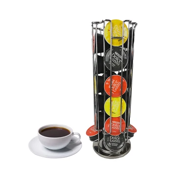 

360 Rotating 24 Capsule Coffee Pod Holder Capsules Dispensing Tower Stand Fits For Nespresso Capsule Storage Coffee Stand