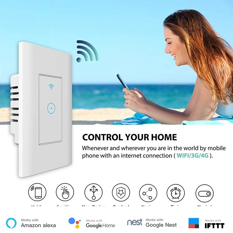 Умный выключатель Frankever с беспроводным управлением Wifi светодиодный сенсорный