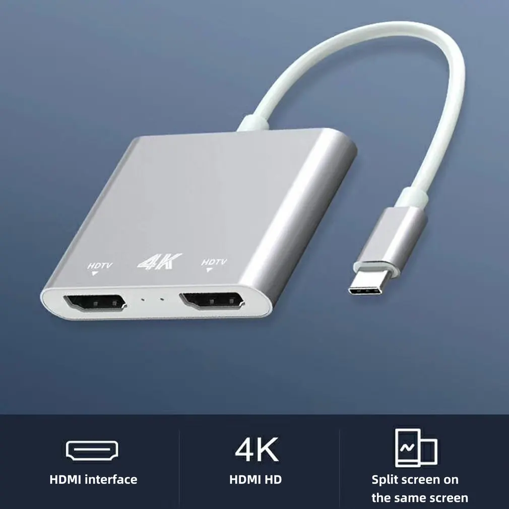 

Adapter USB C to HDMI dual 4K @60hz practical converter high speed durable portable Dual Monitor adapters