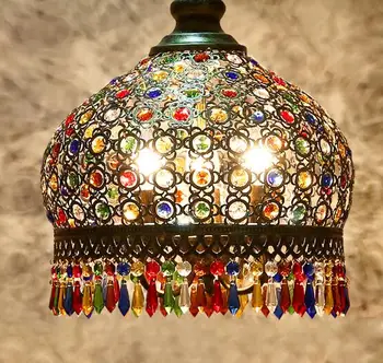 

Bohemia Colorful Crystal Led Chandeliers Lighting Dining Room Bronze Metal Led Pendant Chandelier Lights Hanging Lamp Fixtures