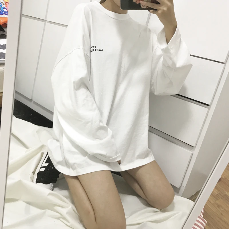 

Trend temperament high quality o-neck loose full casual letter Spring and autumn style ladies tops Women's Clothing T-Shirts