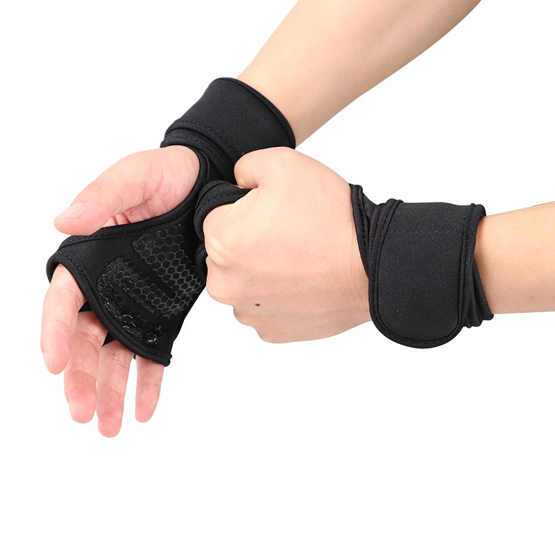 New 1 Pair Weight Lifting Training Gloves Women Men Fitness Sports Body Building Gymnastics Grips Gym Hand Palm Protector Gloves