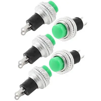 DS-314 SPST Зеленый Мгновенный кнопочный переключатель AC 250V 3A 2 контакта 5 шт