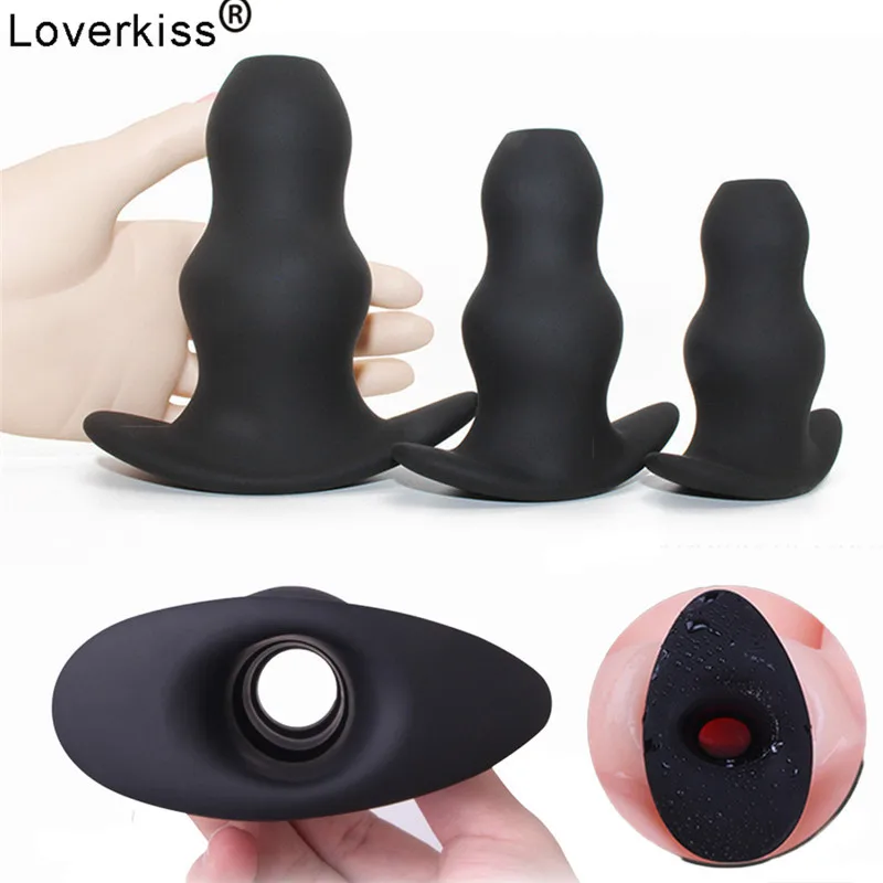 Silicone Hollow Anal Plug Expander Dilator Speculum Enema Sex Toys for Woman Men Butt Prostata Massager Masturbation | Красота и