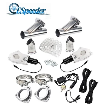 

ESPEEDER 2.25 Inch Exhaust Cutout Valve Stainless Steel Y Pipe Headers Catback Pair Manual Switch Exhaust Tip Muffler Kit