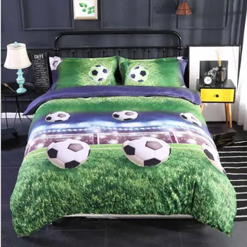 

WOSTAR Hot Sell king size bedding set bed sheet Duvet Cover and Pillowcase 4pcs Home Textiles boys Bedding Set football field