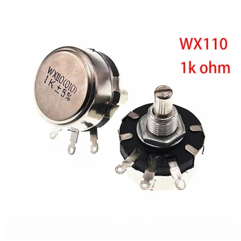 

5pcs WX110 (010) 6mm Round 1k ohm Metal Shaft Single Turn Wire resistor Wound Potentiometer