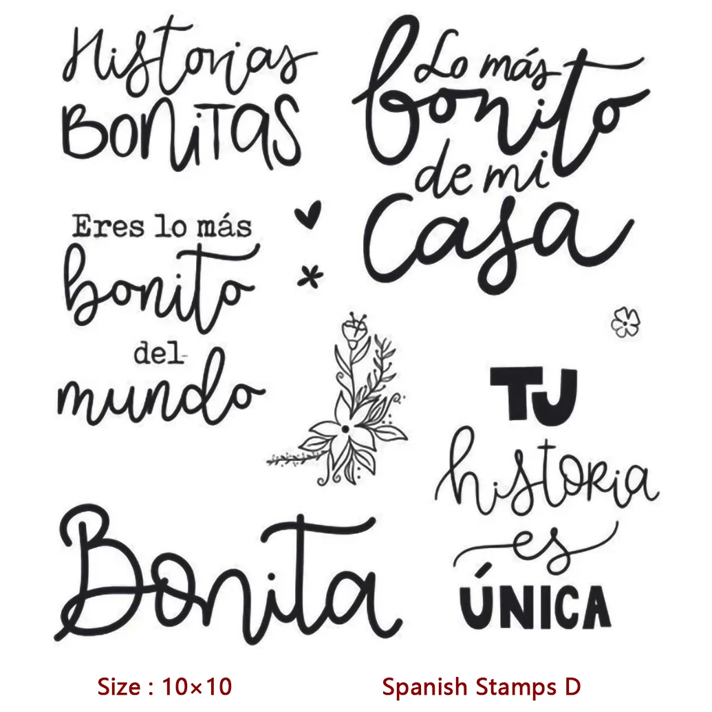 Spanish Words NEW Clear Stamps For Scrapbooking Craft Supplies Background  Rubber Stamp Sentiment Card Making clear stamp kit