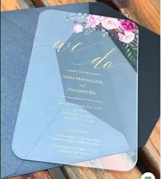 

10pcs high glass elegant acrylic invitation card free customization invitation card envelop