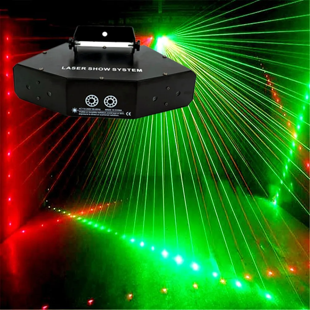Профессиональный RGB лазерный светильник 6 глаза Laster DMX сценический для диско
