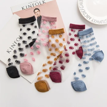 

Polka Dot Women Socks Summer Sexy Sheer Mesh Sock 2020 Fashion Transparent Silk Socks Female Funny Socken 5 Color