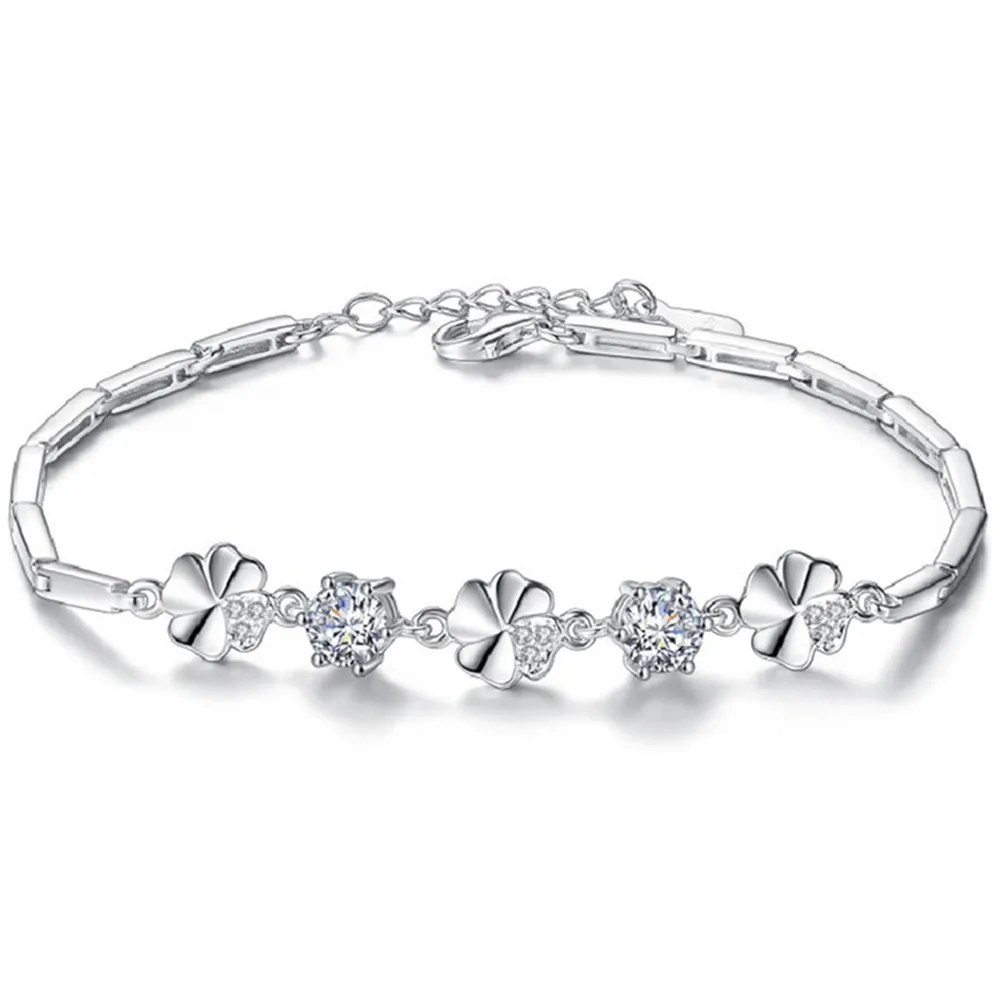white gemstones Аметист и Аквамарин драгоценные камни AAA циркон бриллианты цепи браслеты для женщин femme 18 К Белое Золото Серебро 925 кристалл ювелирные изделия подарок - Цвет камня: white gemstones