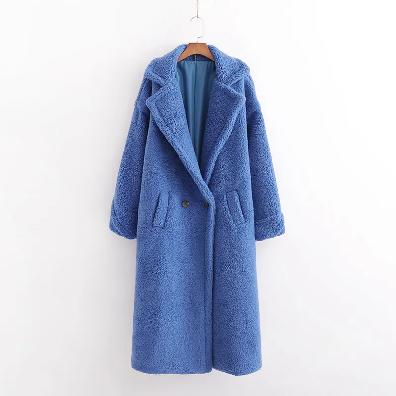 Billige Herbst Winter Frauen Royal Blau Teddy Mantel Stilvolle Weibliche Dicke Warme Kaschmir Jacke Casual Mädchen Streetwear