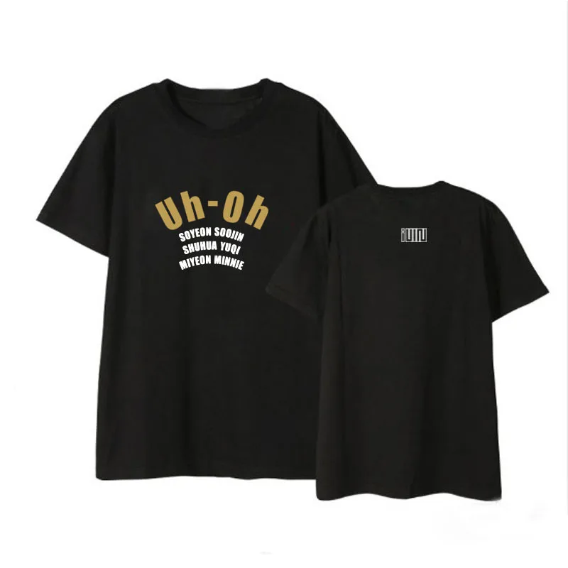 Kpop GIDLE(G) I-DLE G-IDLE альбом рубашки хип-хоп Повседневная Свободная одежда футболка футболки топы с короткими рукавами футболка DX1060 - Цвет: Black