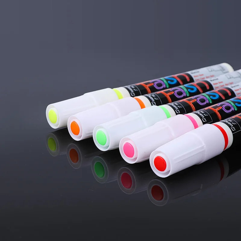 12 colors 6mm Oblique Tip Highlighter Liquid Chalk Marker Pens for LED Writing Board Glass Window Art Painting