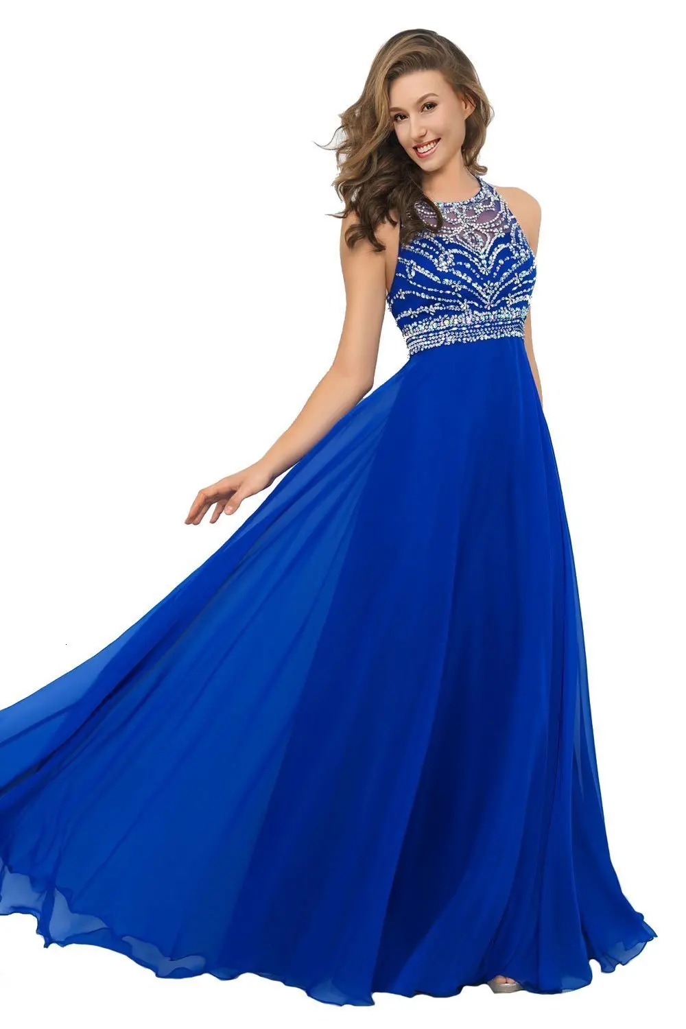 royal blue BacklakeGirls, сексуальное вечернее платье без рукавов с бретельками, перекрещивающимися крест-накрест, вечернее платье ручной работы с кристаллами, вечернее платье, vestidos Elegantes - Цвет: royal blue