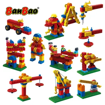 

BanBao Larger Particles Toy Robot Assembled Mechanical Gear Blocks Bricks Educational Building Toys For Kids Children Gifts 6538