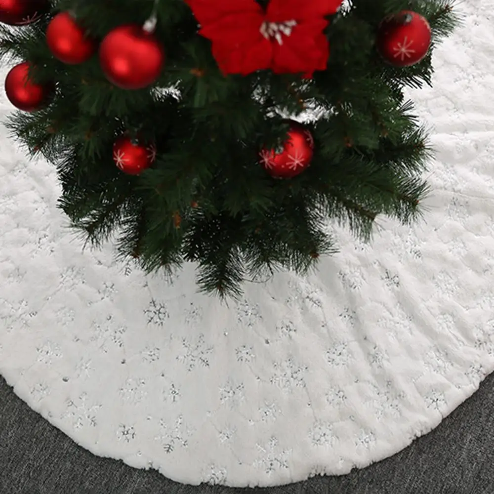 Рождественское украшение для дома 70-120 см серебряная флисовая Рождественская елка юбка меховой ковер украшения для рождественской вечеринки Роскошные Рождественские елки