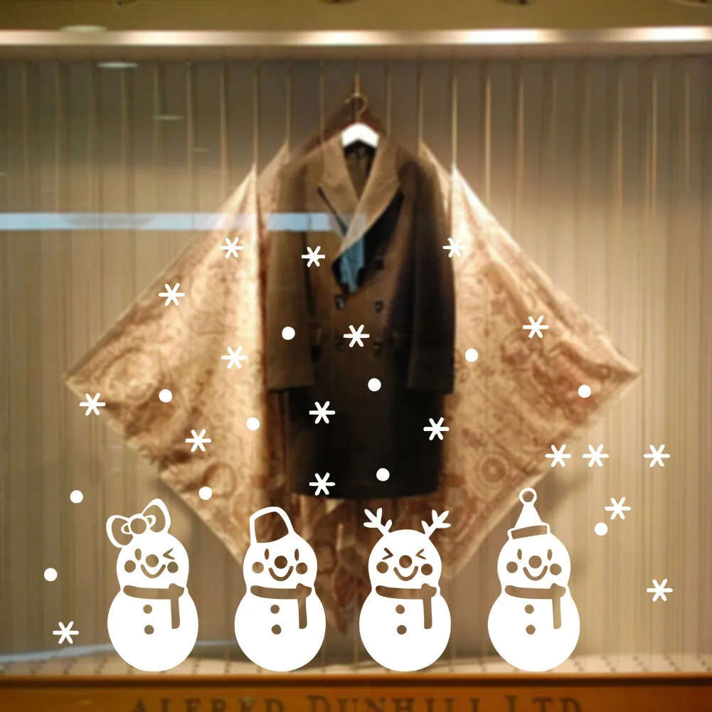 Christmas Snowman Window Stickers Removable Whte DIY Vinyl Wall Decal Home Decor Cue Handmade Decorations 2 | Дом и сад