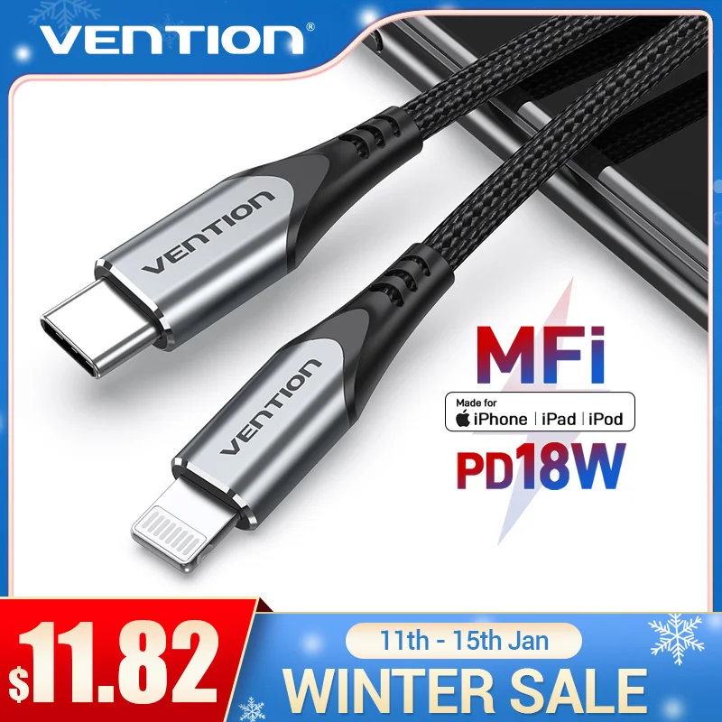 Vention MFi USB Type C к Lightning Кабель для iPhone 12 Pro Max 8 Быстрая зарядка PD 18 Вт кабель передачи данных Macbook Pro|Кабели