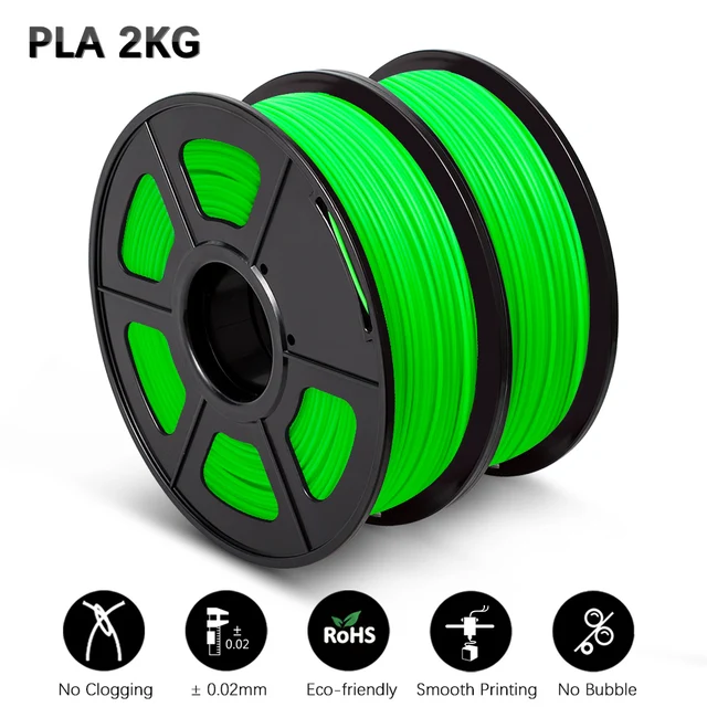 GOHIGH 2 Rolls PETG PLA SILK 3D Printing Filament 1.75MM Children Creative Model Material For 3D Pen & Printers PLA Green 2kg
