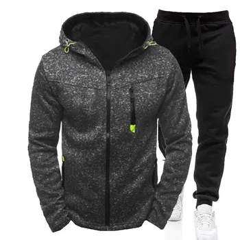

Zipper Men's Gym Contrast Jogging Full Tracksuit Hoodies Fleece Joggers Set
