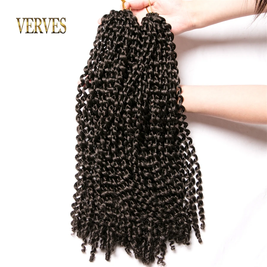 

VERVES Crochet Braids Hair Synthetic 18 inch Passion Twist Ombre Braiding Extentions 22 strands/pcs Water Wave Black Bug Brown