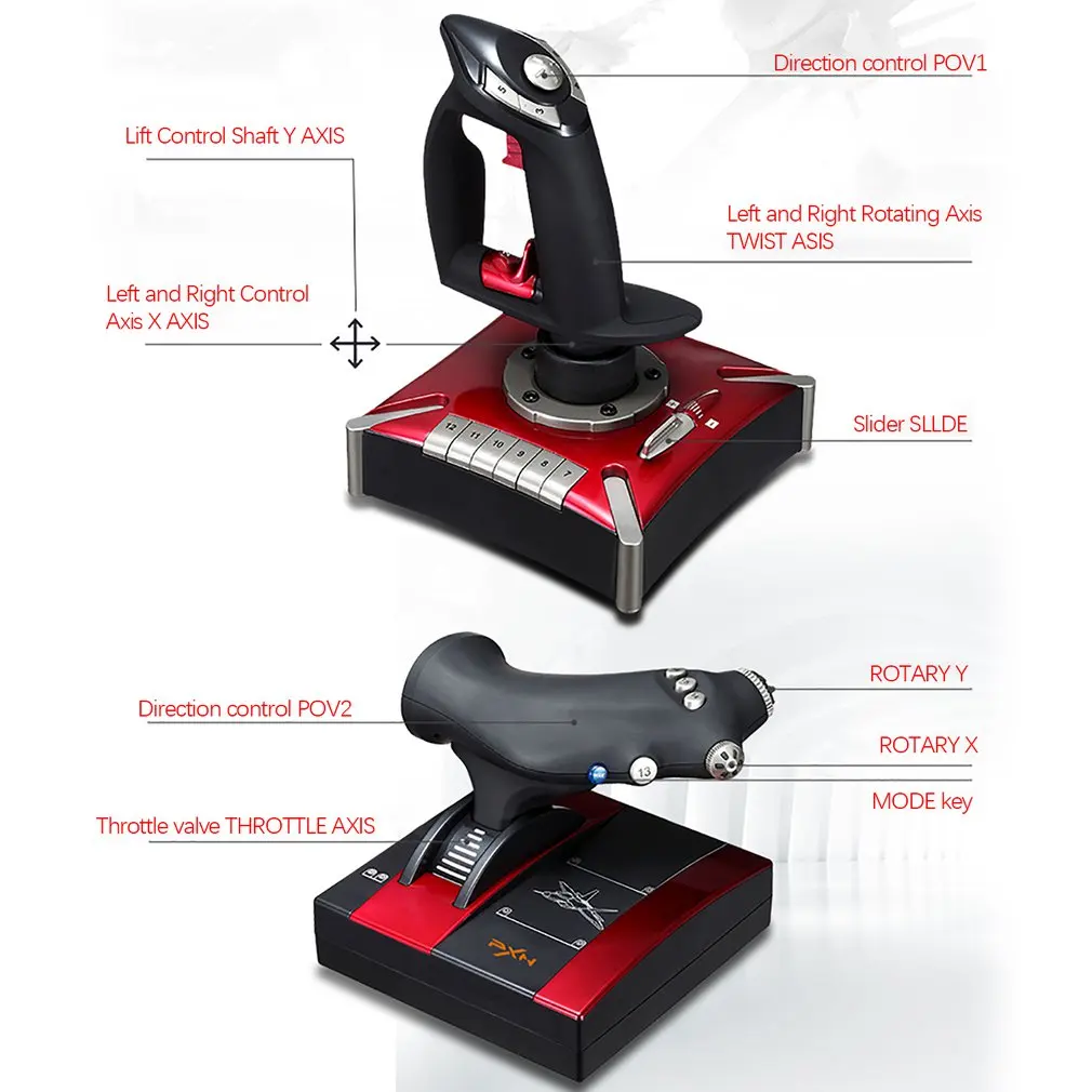  PXN-2119II Flight Stick Joystick USB Simulator Gamepad Gaming Controller fr PC