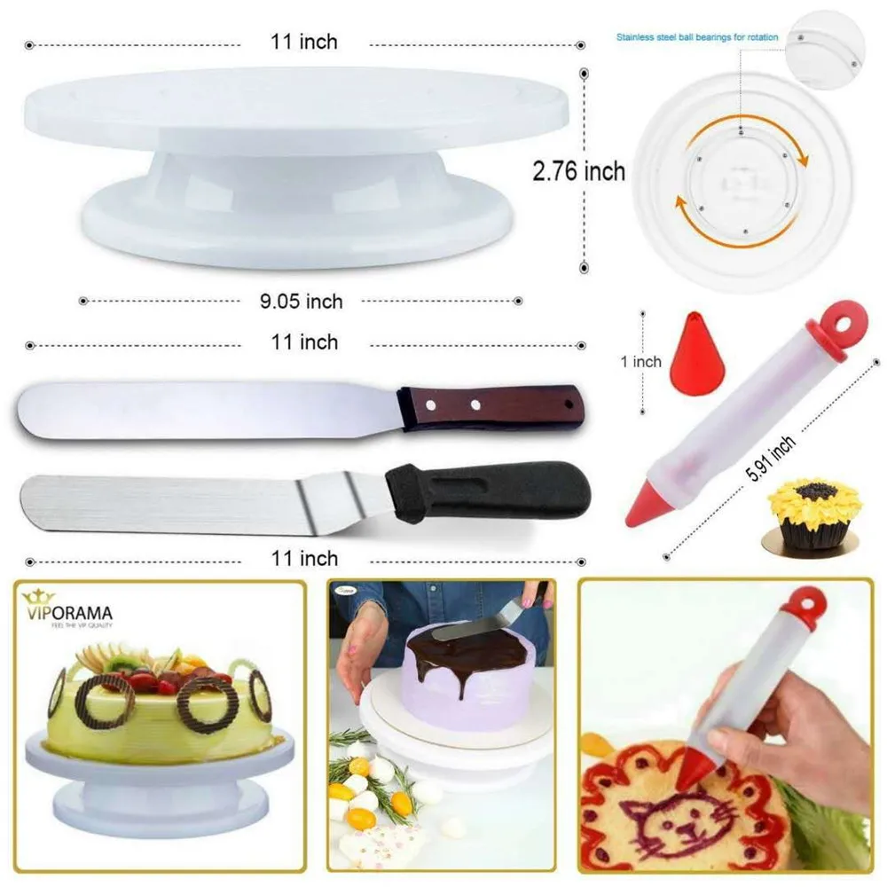 69 PCS Plastic Cake Turntable Rotating Cake Plastic Dough Knife Decorating Cream Cakes Stand Rotary Table DIY Pan Baking Tool