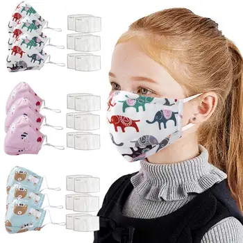 

Children Kids Boys Girls Washable Cartoon Face Cover 3Pcs Mask+6Pcs Fliters