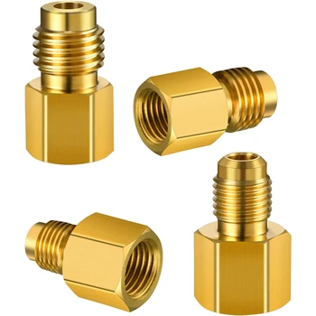 

4 Pieces 6015 R134A Brass Refrigerant Tank 1/2 Female To 1/4 Male Flare Spool and 6014 Vacuum Pump Adapter 1/4 Inch Flare Female