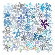 Autocollant flocons de neige Graffiti en PVC, 50 pièces, accessoire esthétique de Scrapbooking, pour ordinateur portable, téléphone, enfant, hiver