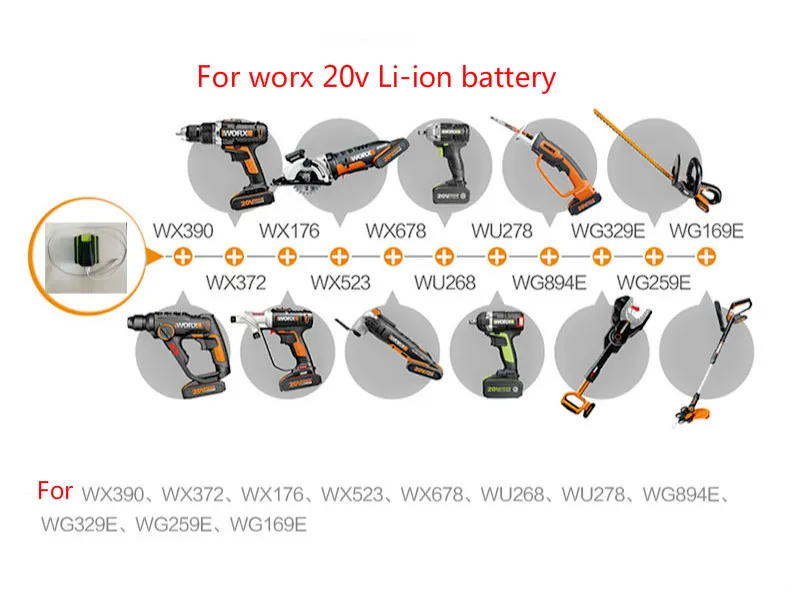 Конвертер аккумуляторов usb адаптер для зарядки WA4009 для worx liion 20 В батарея WX390/WX176/WX678/Wu278/WG329/WG169E/WX372/WX523/WU268/