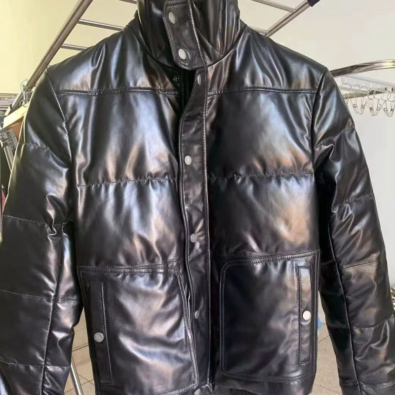 Куртка мужская короткая из 100% натуральной кожи с воротником стойкой|homme|homme jacket |
