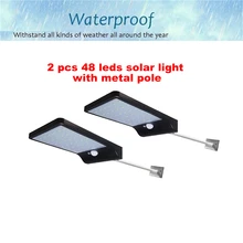 2/4pcs 48 LED Solar Light Waterproof IP65 PIR Motion Sensor Outdoor Garden Light Motion Activated Emergency Wall with remote con 2/4pcs 48 LED Solar Light Waterproof IP65 PIR Motion Sensor Outdoor Garden Light Motion Activated Emergency Wall with remote con